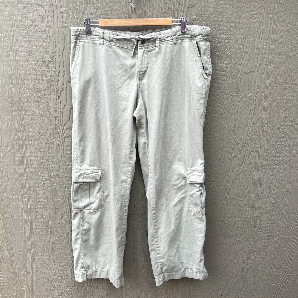 Kuhl Wide Leg Cargo Pants Women's Large‎ Beige Drawstring Waist Cotton